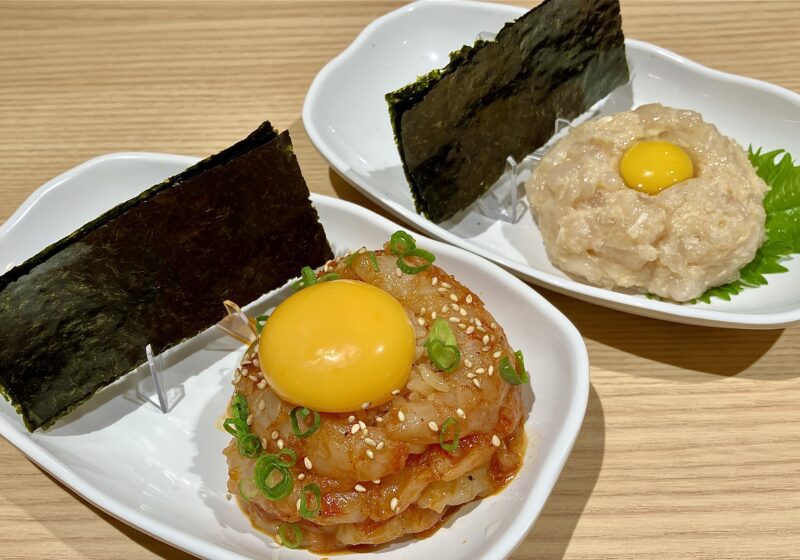 超速鮮魚寿司（R）羽田市場 博多駅地下街店生エビユッケ盛りと貝のなめろう