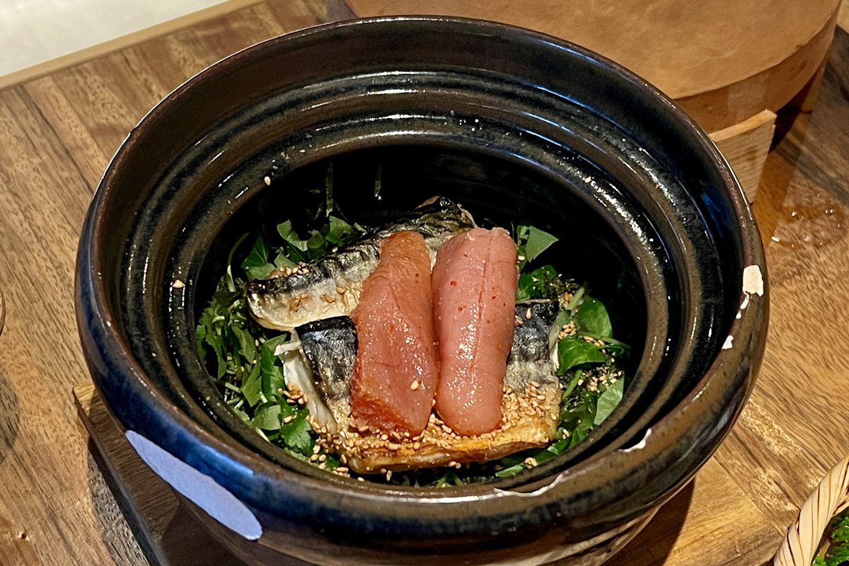 博多明太子と塩サバの土鍋ご飯