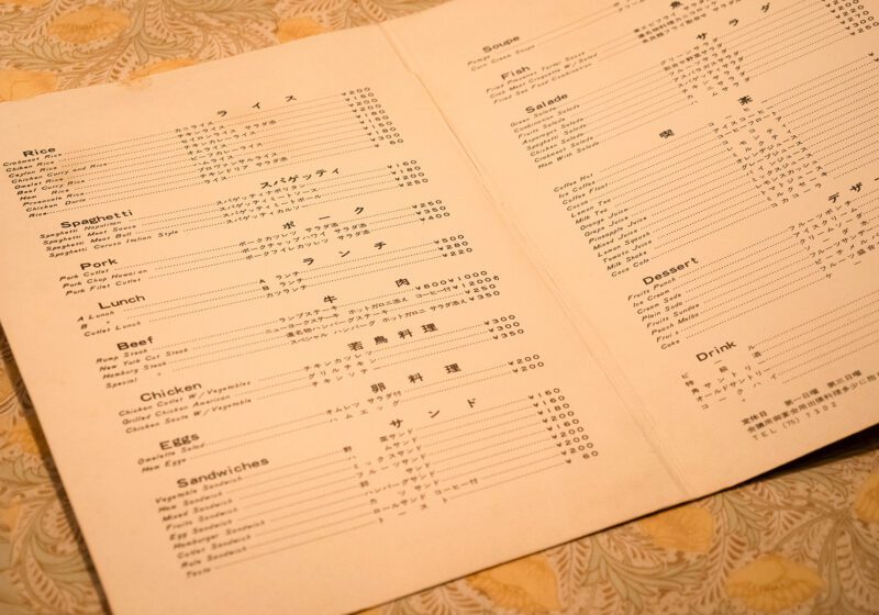 天神 レストラン達 メニュー