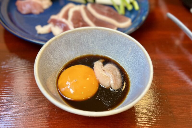 卵黄と鴨肉
